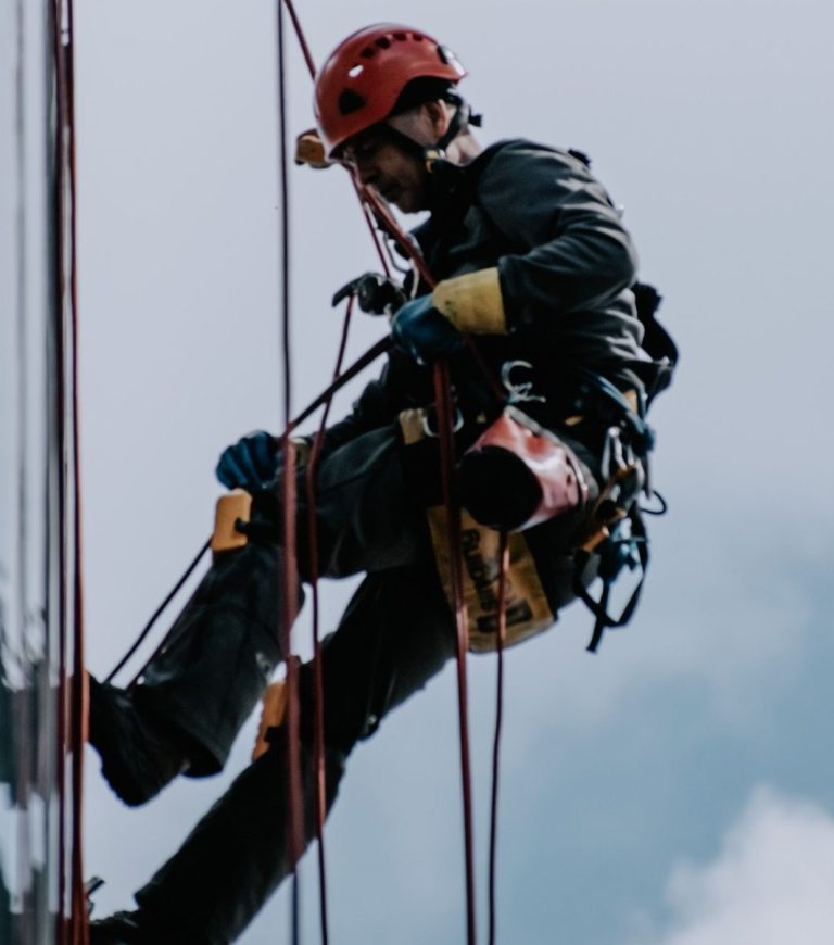 Window cleaning equipment working at height climbing abseil building maintenance safe access in Maidstone