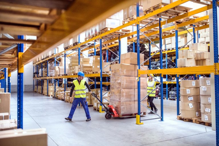 warehouse PUWER pallet truck racking power press stores safe handling product picking order picker safety LEV